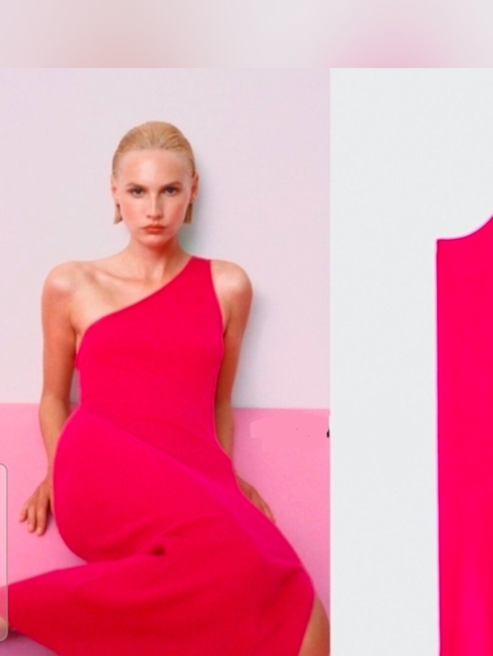 ✨ Mango Fuchsia One‑Shoulder Knit Dress – Size L (NWT) ✨